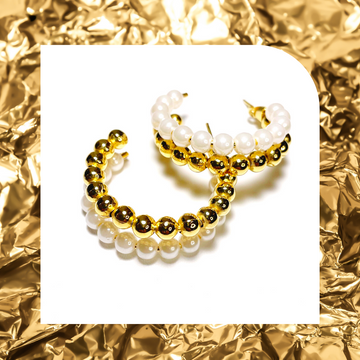 ANGELIQUE BY PB DOUBLE PEARL AND GOLD HOOP LAMPS