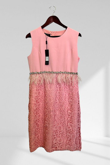 BURBU PINK DRESS WITH FEATHERS